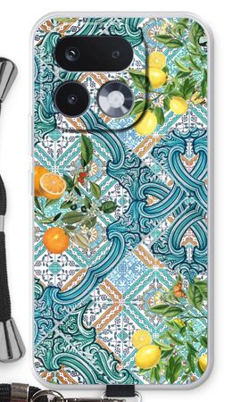Blue tiles, lemons and oranges