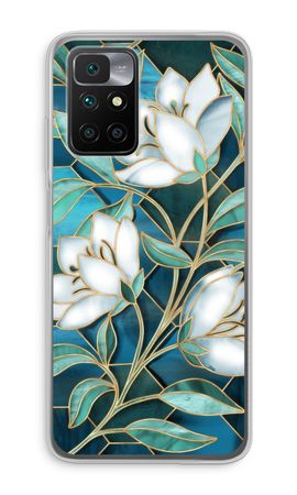 Blue stained glass flowers