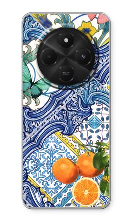 Blue tiles and oranges