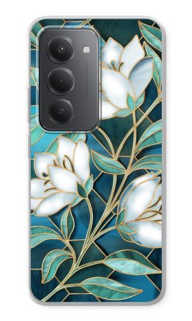 Blue stained glass flowers