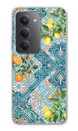 Blue tiles, lemons and oranges