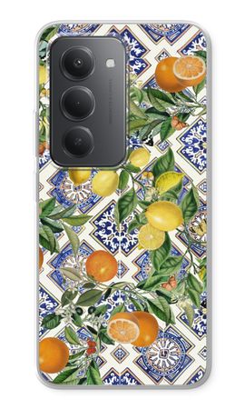 Blue tiles, lemons and oranges