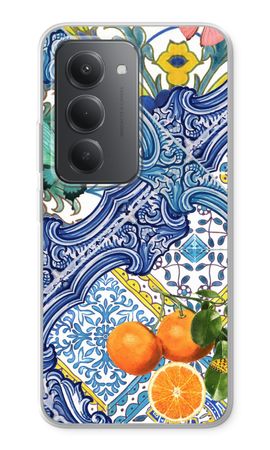 Blue tiles and oranges