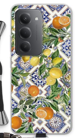 Blue tiles, lemons and oranges