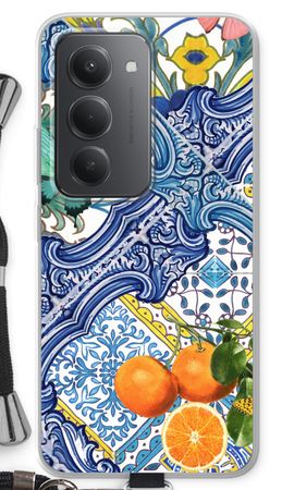 Blue tiles and oranges