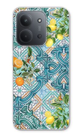 Blue tiles, lemons and oranges