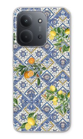 Blue tiles, lemons and oranges - small