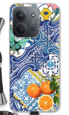 Blue tiles and oranges