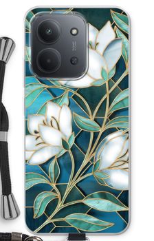 Blue stained glass flowers