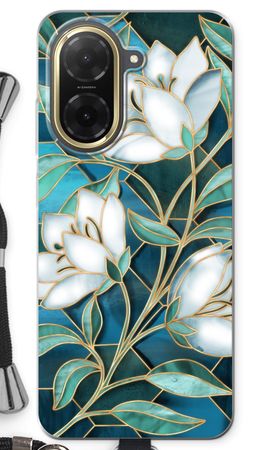 Blue stained glass flowers