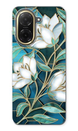 Blue stained glass flowers