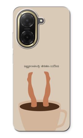 Aggressively drinks coffee