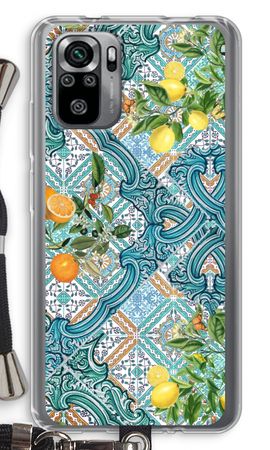 Blue tiles, lemons and oranges