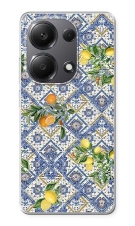Blue tiles, lemons and oranges - small