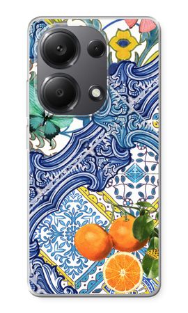 Blue tiles and oranges