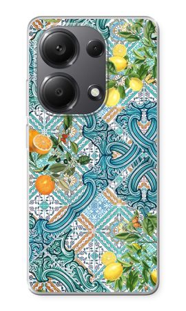 Blue tiles, lemons and oranges