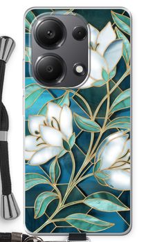 Fleurs en vitrail bleu