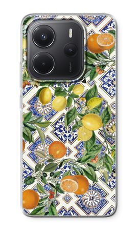 Blue tiles, lemons and oranges