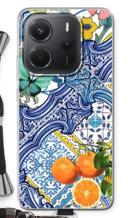 Blue tiles and oranges