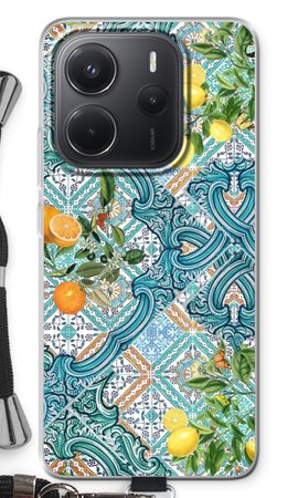 Blue tiles, lemons and oranges