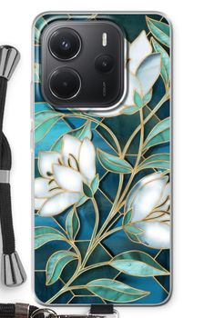 Blauwe glas-in-lood bloemen