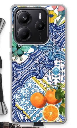 Blue tiles and oranges