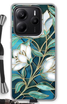 Blue stained glass flowers