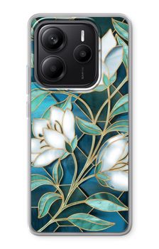 Blue stained glass flowers