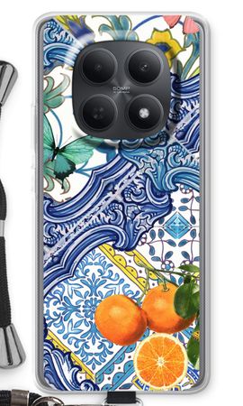 Blue tiles and oranges
