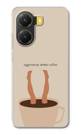 Aggressively drinks coffee