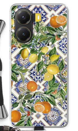 Blue tiles, lemons and oranges