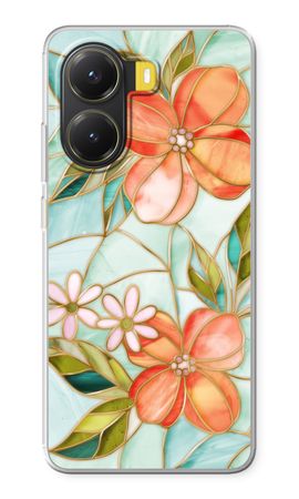 Orange stained glass flower