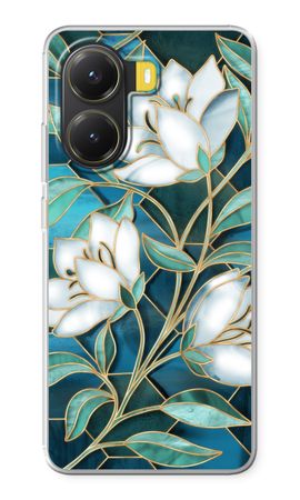 Blue stained glass flowers