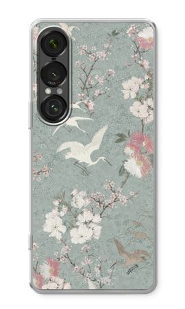Japanese crane birds blossom