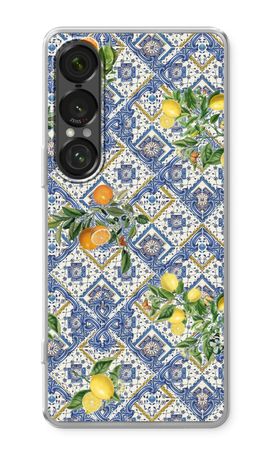 Blue tiles, lemons and oranges - small
