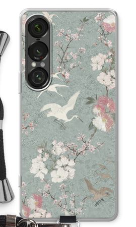 Japanese crane birds blossom