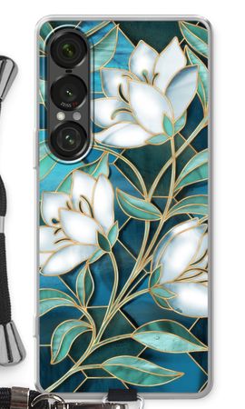 Blue stained glass flowers