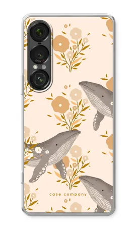 Floral Whales, Sony Xperia 1 VII pehmeä kotelo