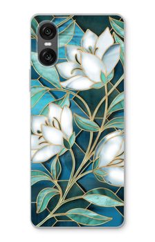 Blue stained glass flowers