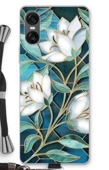 Blaue Glasmalerei Blumen