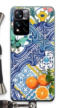 Blue tiles and oranges