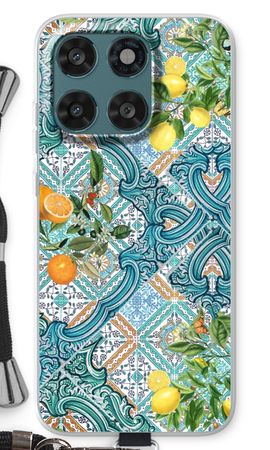 Blue tiles, lemons and oranges