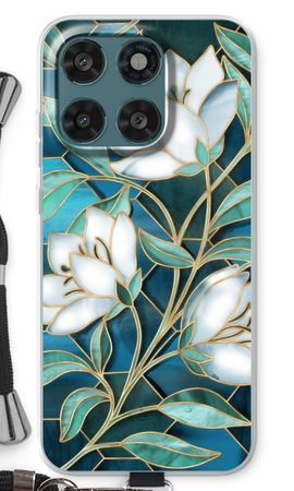 Blue stained glass flowers