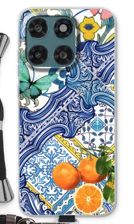 Azulejos azules y naranjas