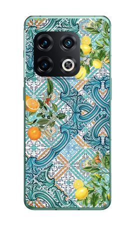 Carreaux bleus, citrons et oranges