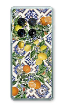 Blue tiles, lemons and oranges