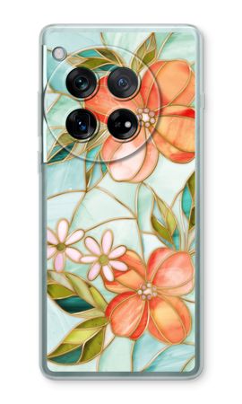 Fleur en vitrail orange