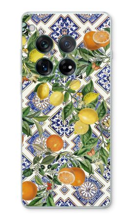 Blue tiles, lemons and oranges