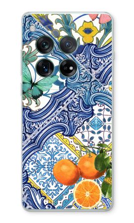 Blue tiles and oranges