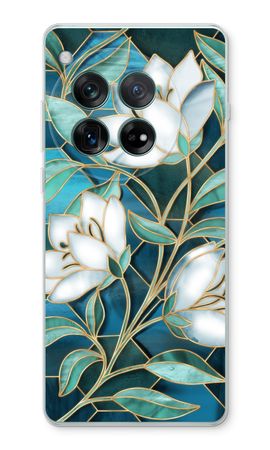 Blue stained glass flowers